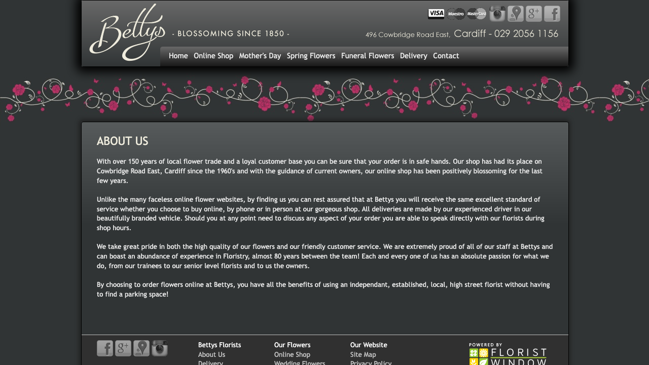 BETTYS TRESEDER AND CASE FLORISTRY LIMITED website preview