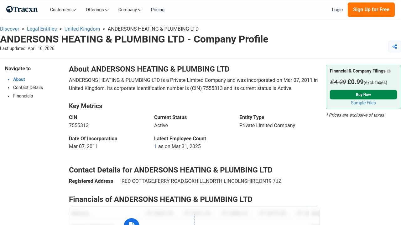 ANDERSONS HEATING & PLUMBING LTD website preview