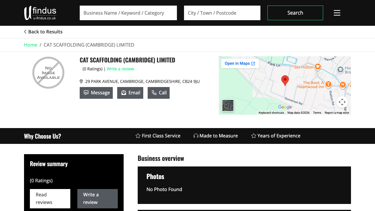 CAT SCAFFOLDING (CAMBRIDGE) LIMITED website preview