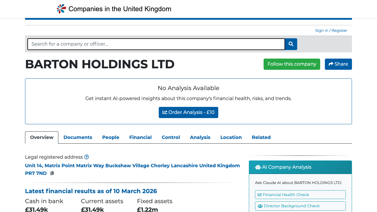 BARTON HOLDINGS LTD website preview