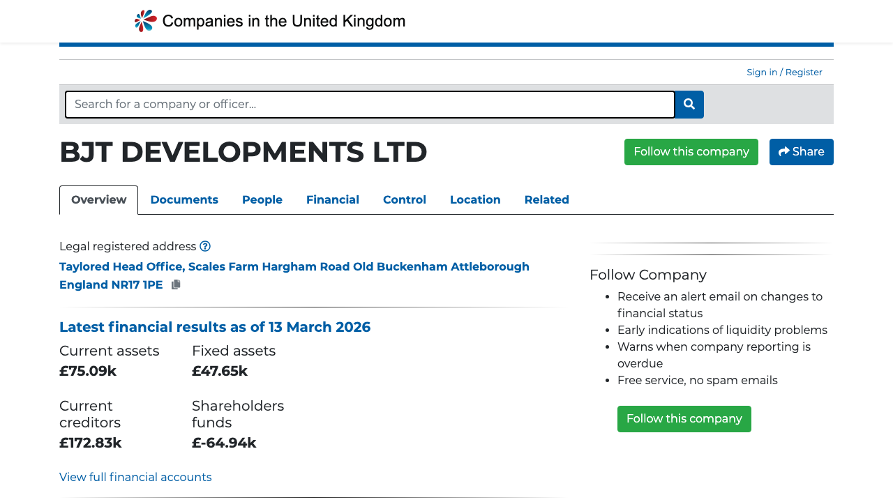 BJT DEVELOPMENTS LTD website preview