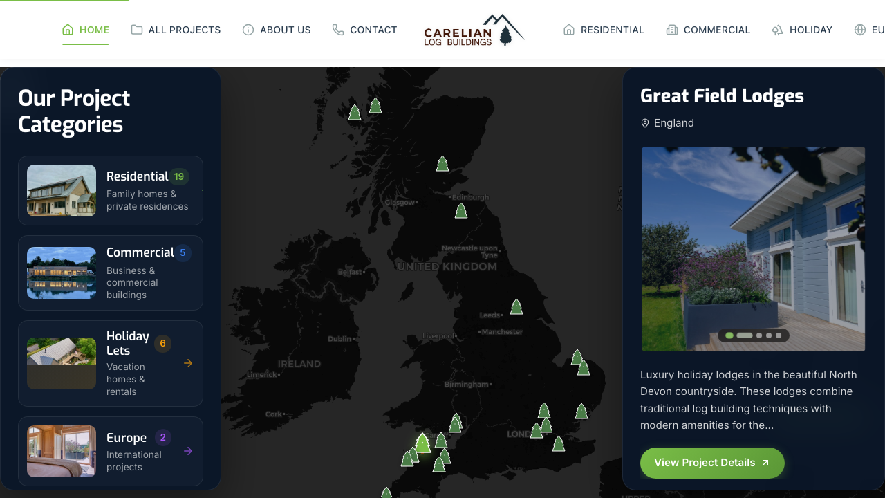 CARELIAN LOG BUILDINGS LTD website preview