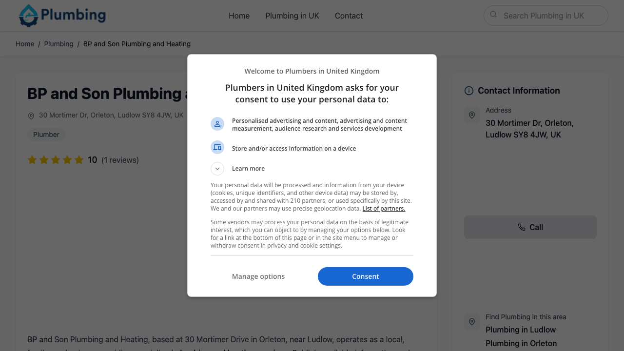 BP AND SON PLUMBING AND HEATING LIMITED website preview