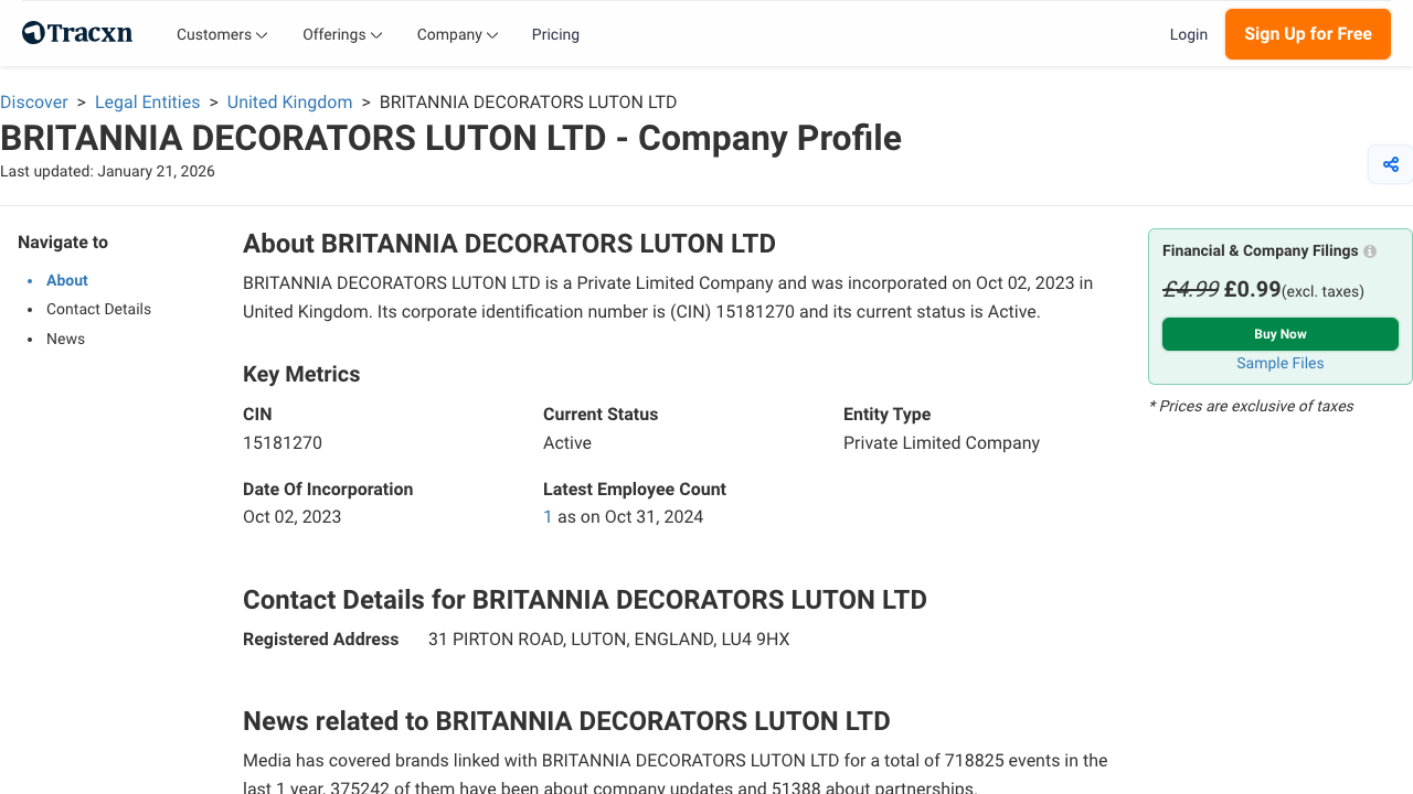 BRITANNIA DECORATORS LUTON LTD website preview