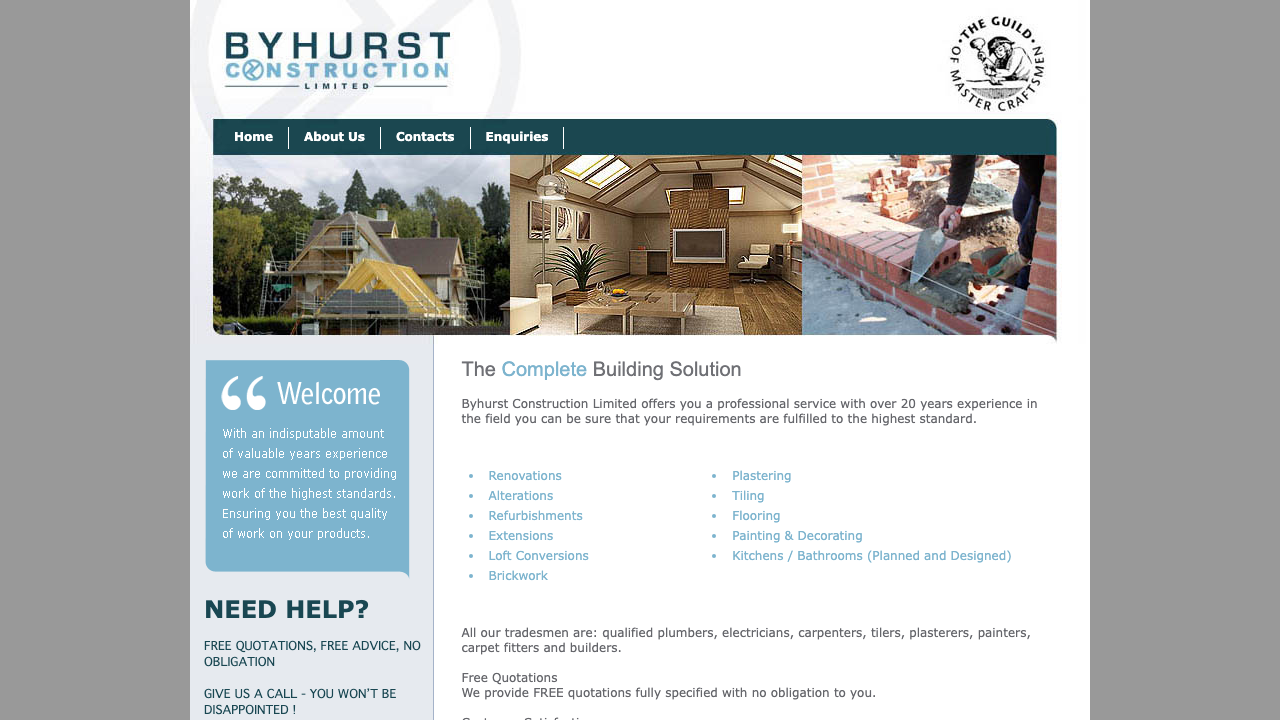 BYHURST CONSTRUCTION LTD website preview
