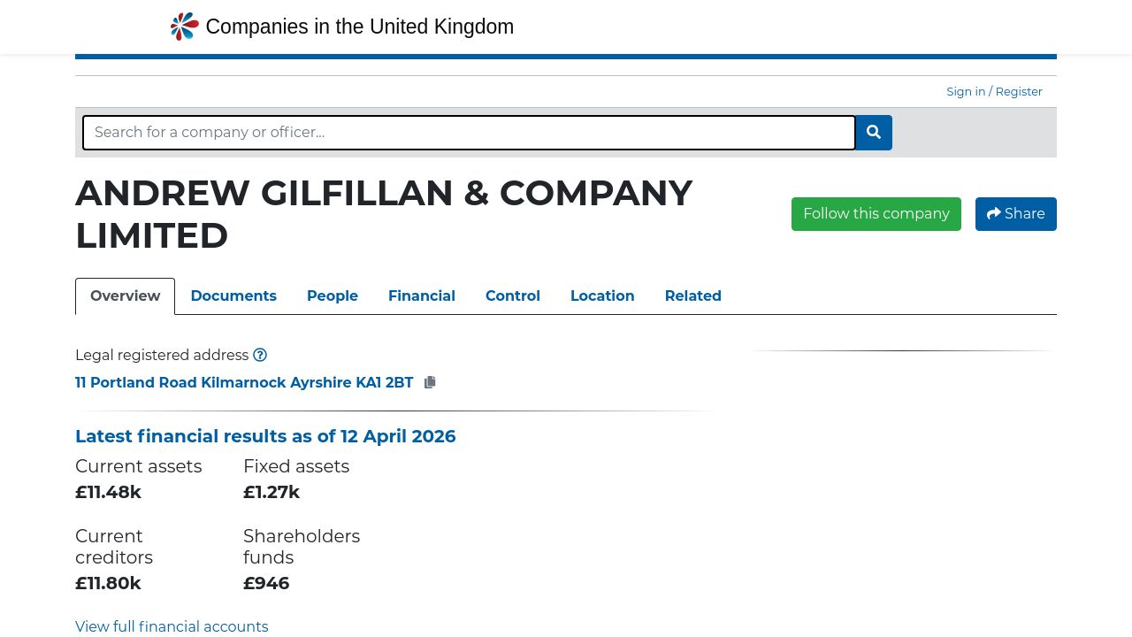 ANDREW GILFILLAN & COMPANY LIMITED website preview