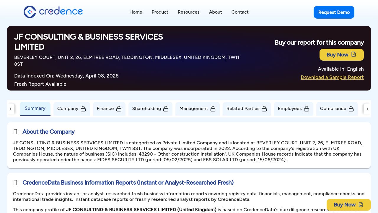 JF CONSULTING & BUSINESS SERVICES LIMITED website preview