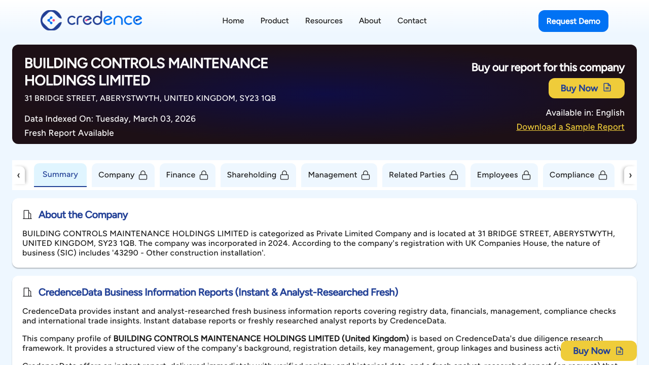 BUILDING CONTROLS MAINTENANCE HOLDINGS LIMITED website preview