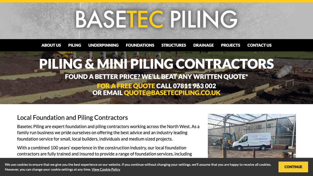 BASETEC PILING LTD website preview