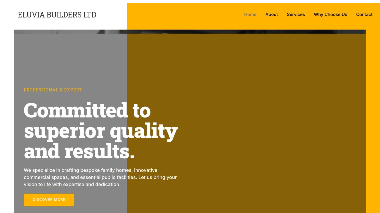 ELUVIA BUILDERS LTD website preview