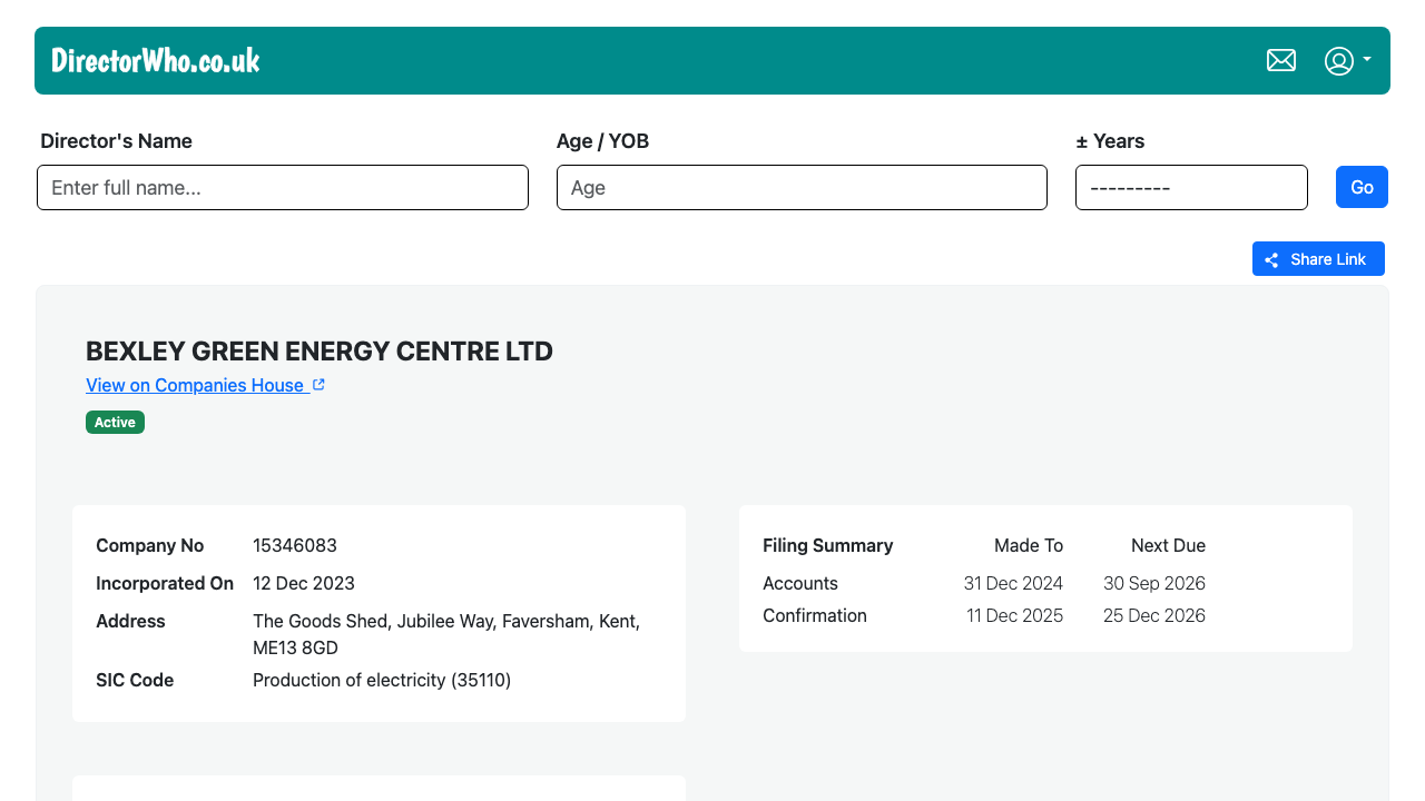 BEXLEY GREEN ENERGY CENTRE LTD website preview