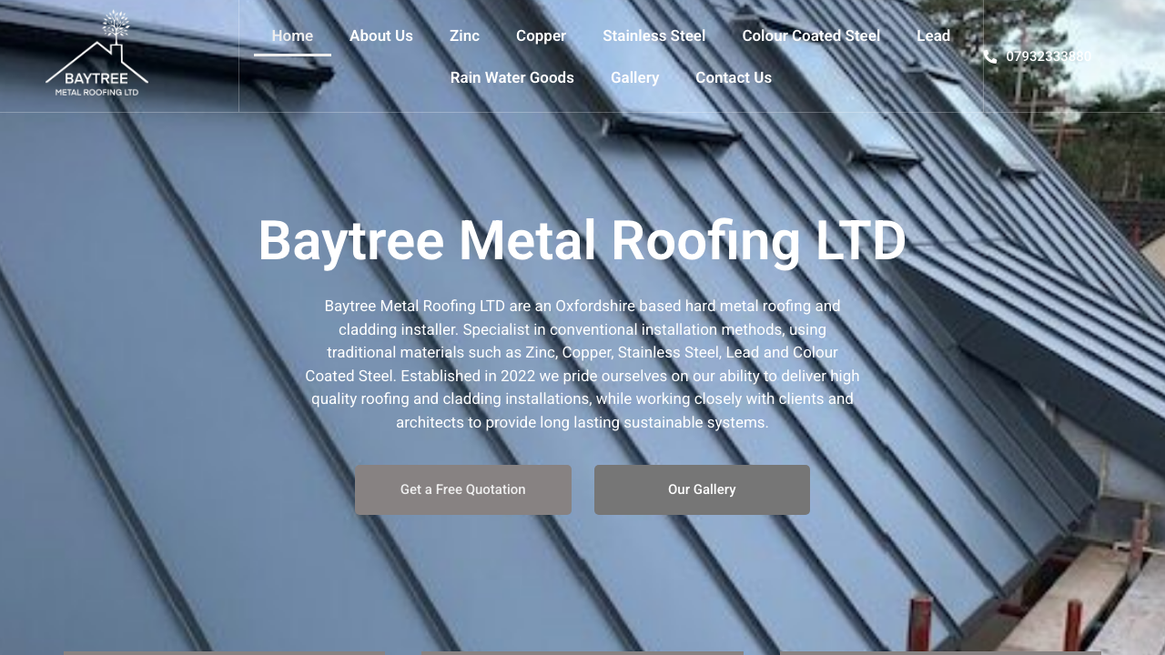 BAYTREE METAL ROOFING LTD website preview