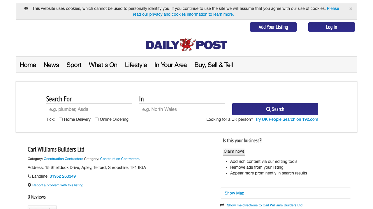 CARL WILLIAMS BUILDERS LIMITED website preview