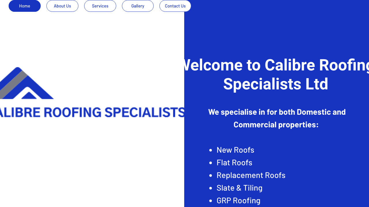 CALIBRE ROOFING LIMITED website preview