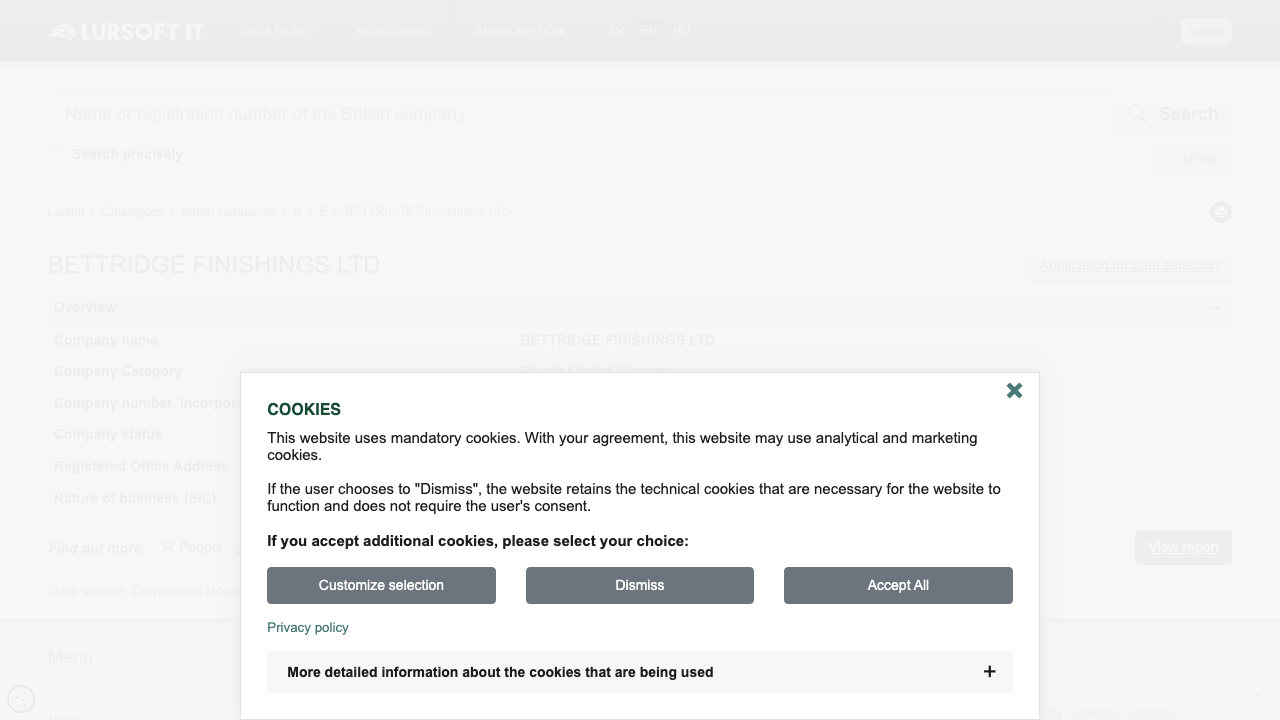 BETTRIDGE FINISHINGS LTD website preview