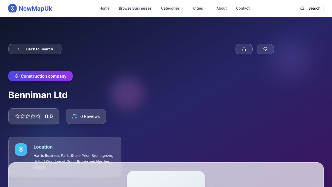 BENNIMAN LIMITED website preview