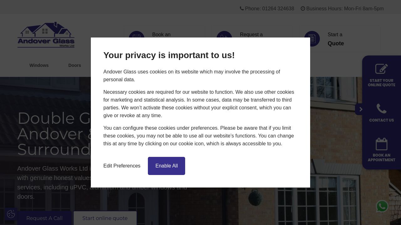 ANDOVER GLASS WORKS LIMITED website preview