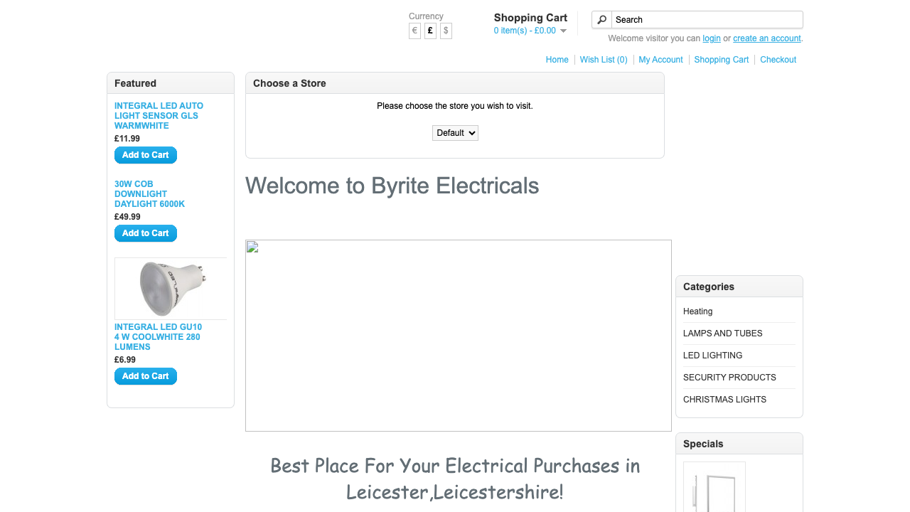 BYRITE ELECTRICALS LIMITED website preview