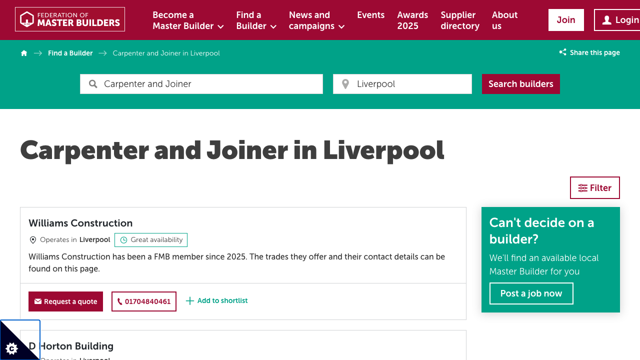 C & A JOINERS LIMITED website preview
