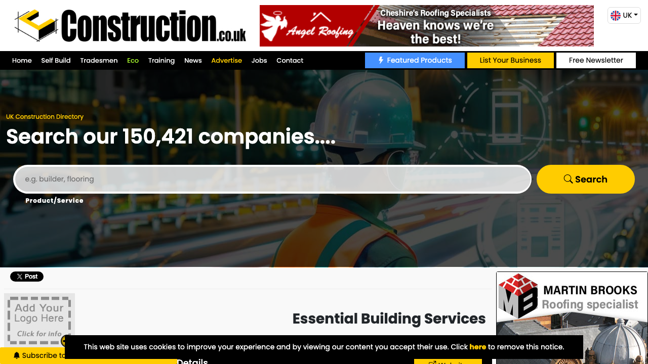 ESSENTIAL ROOFING LIMITED website preview