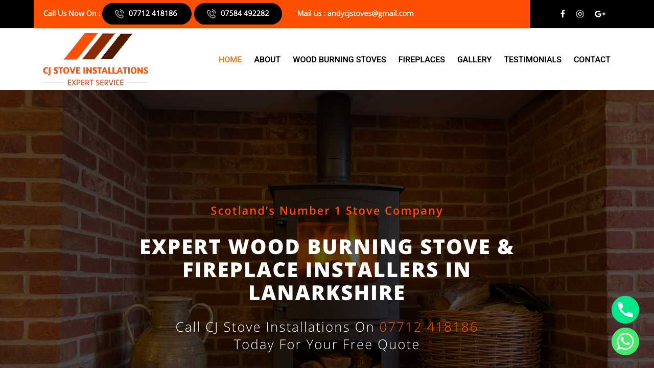 CJ STOVE INSTALLATIONS LTD website preview