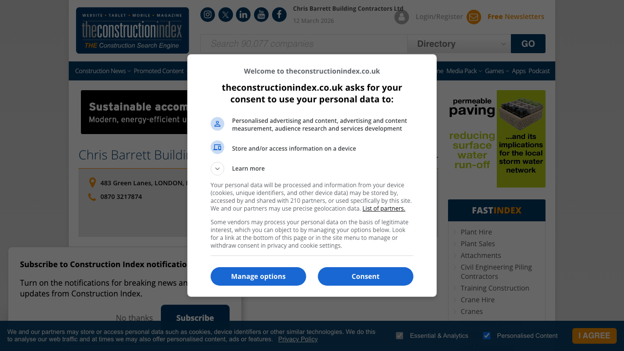 CHRIS BARRETT BUILDING CONTRACTORS LIMITED website preview
