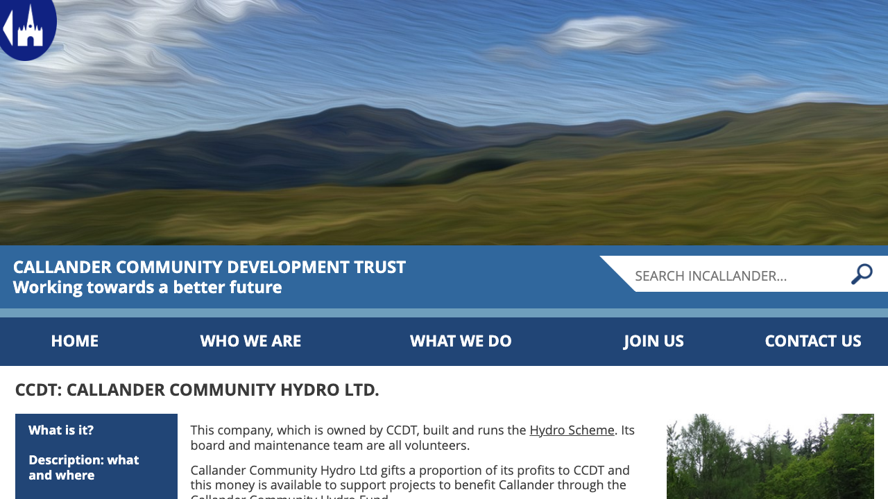 CALLANDER COMMUNITY HYDRO LIMITED website preview