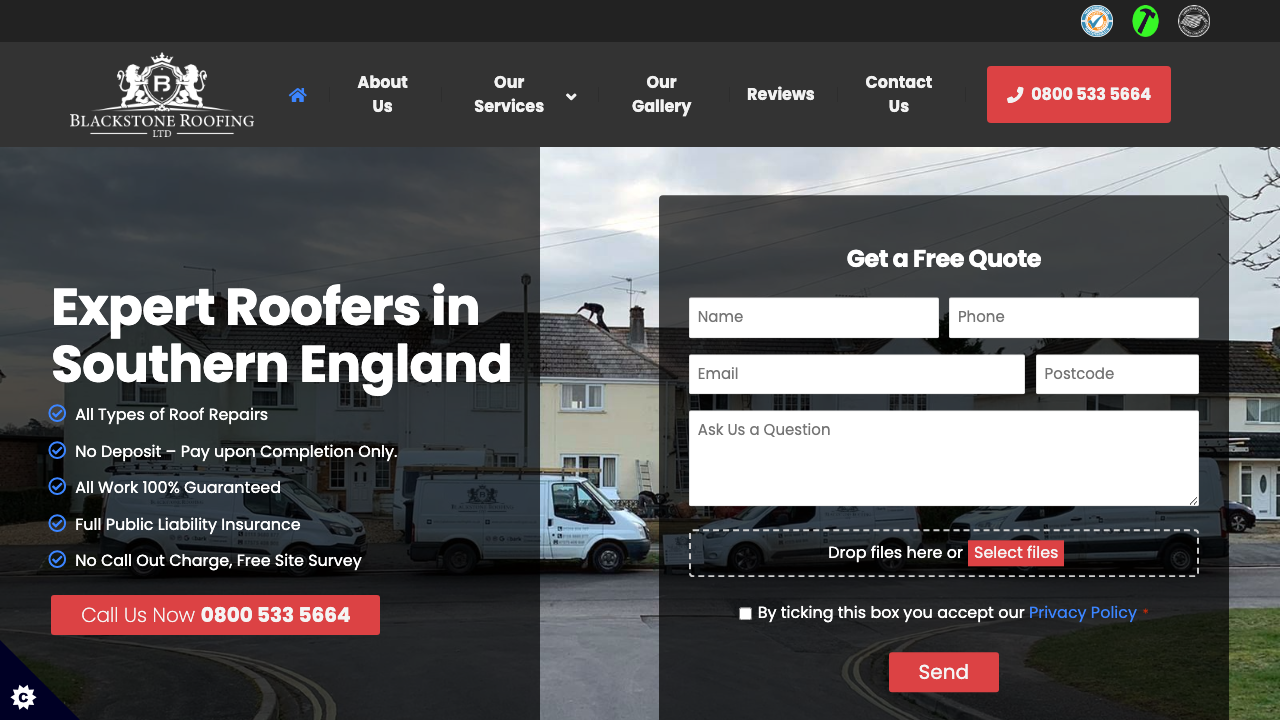 BLACKSTONE ROOFING LTD website preview