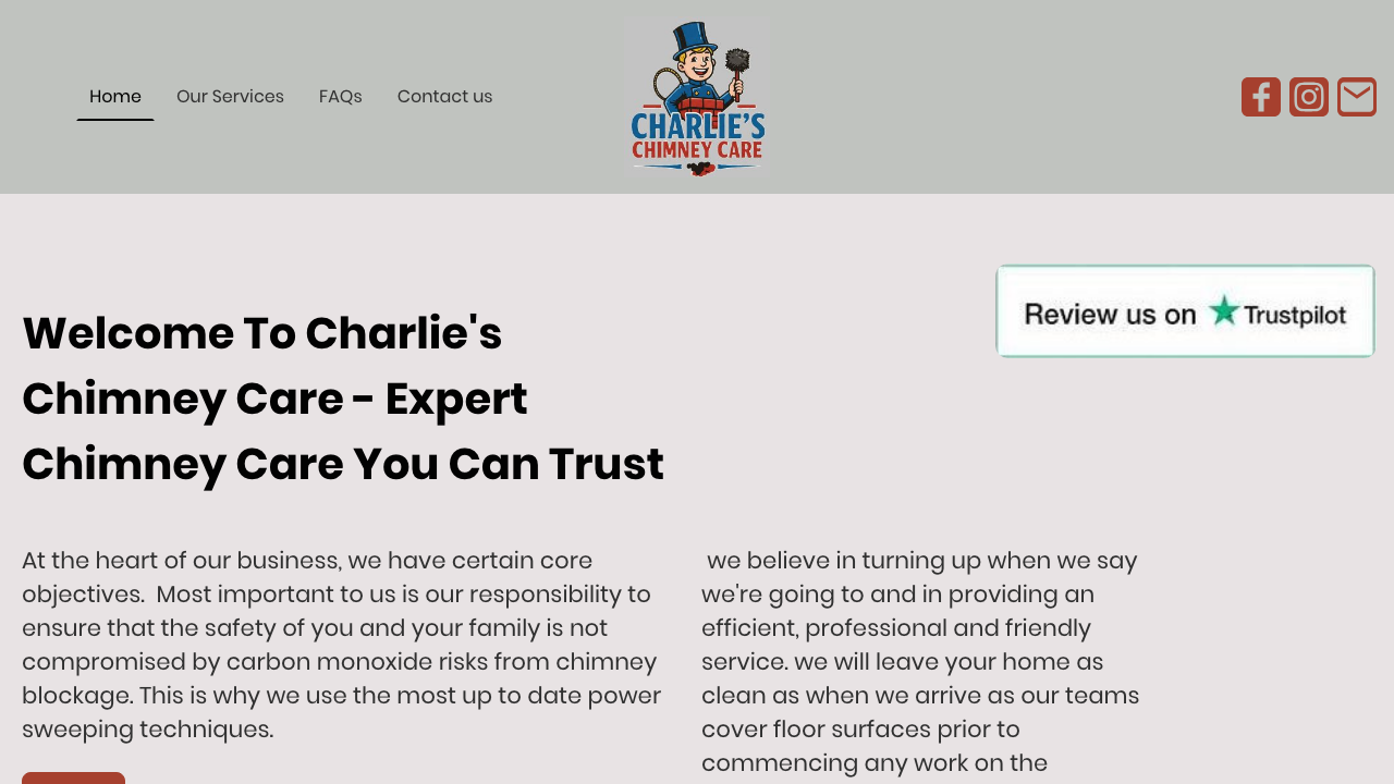 CHARLIE'S CHIMNEY CARE LTD website preview