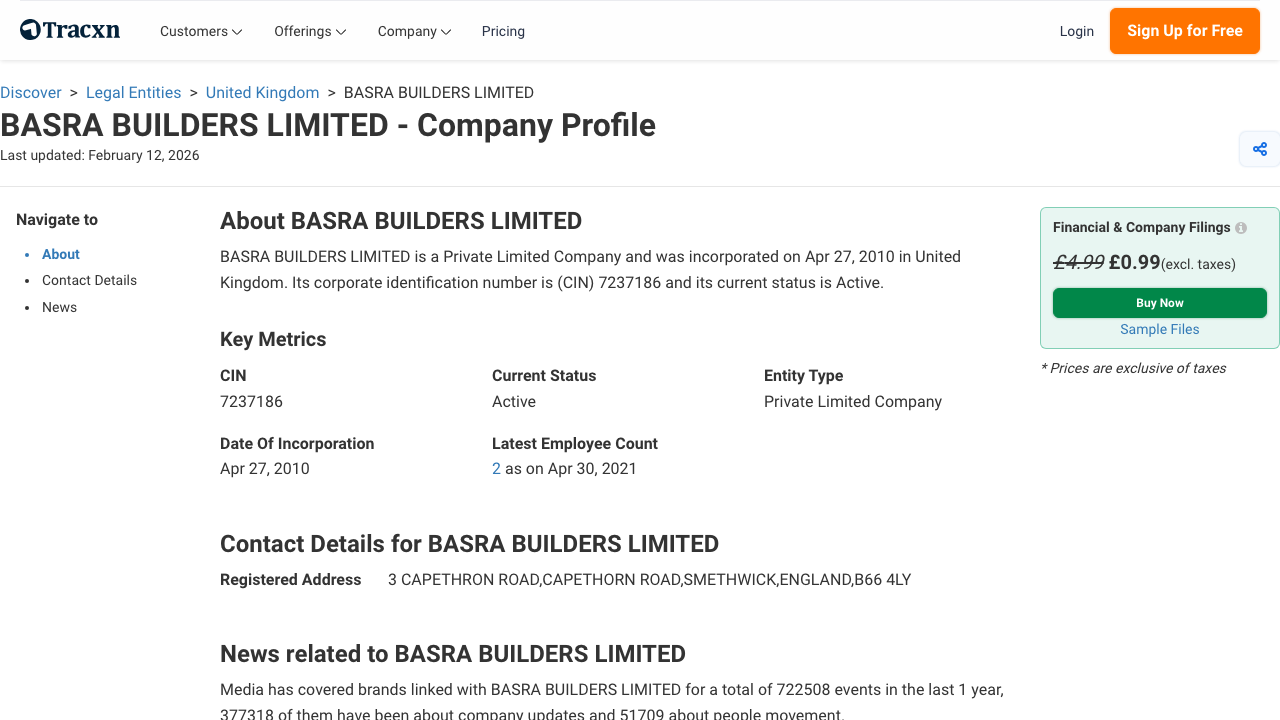 BASRA BUILDERS LIMITED website preview