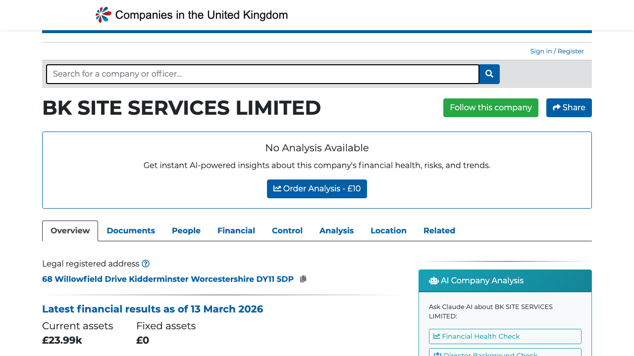 BK SITE SERVICES LIMITED website preview