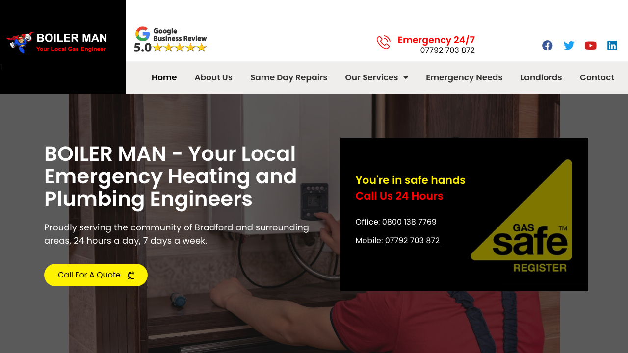 BOILERMAN : 24 HOUR BOILER REPAIRS - SERVICE - INSTALLATION LTD website preview