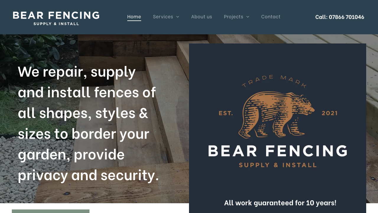 BEAR FENCING LTD website preview