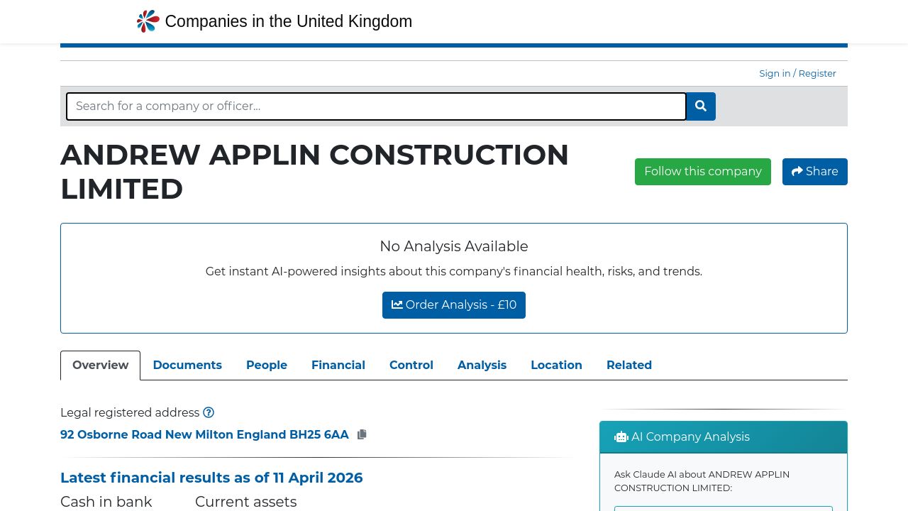 ANDREW APPLIN CONSTRUCTION LIMITED website preview
