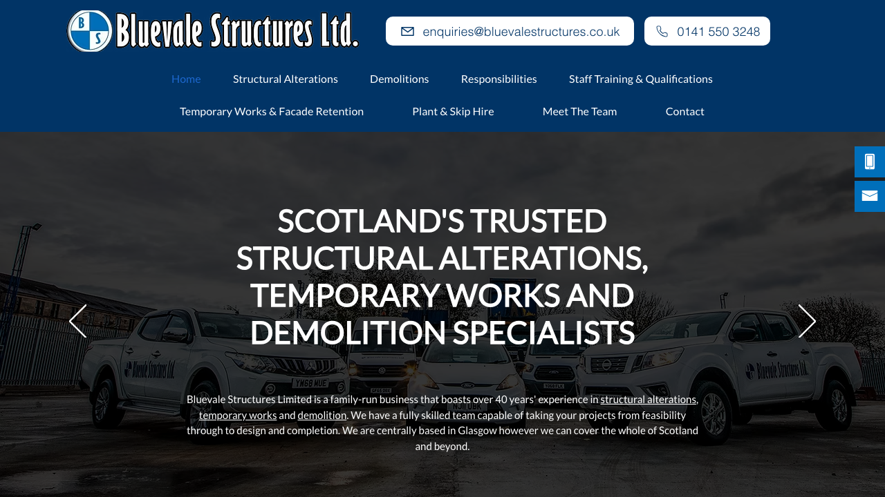 BLUEVALE STRUCTURES LIMITED website preview
