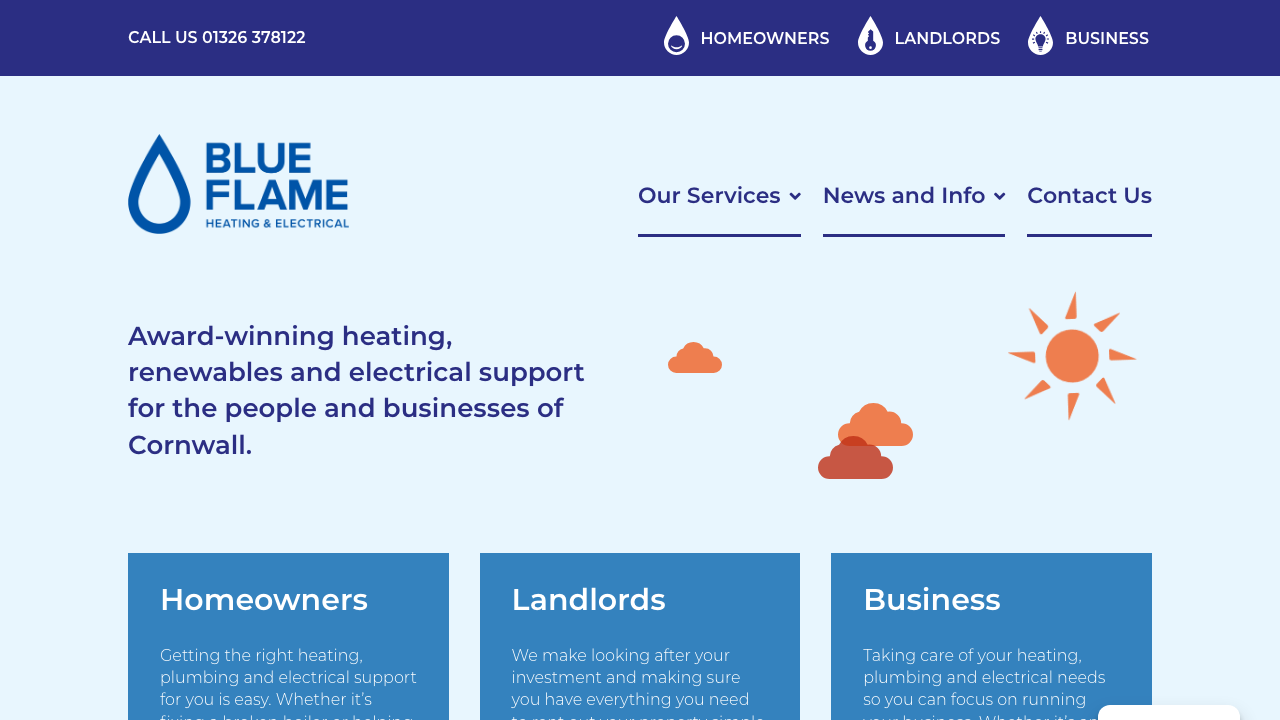 BLUE FLAME (CORNWALL) LIMITED website preview