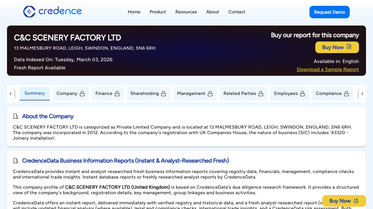 C&C SCENERY FACTORY LTD website preview