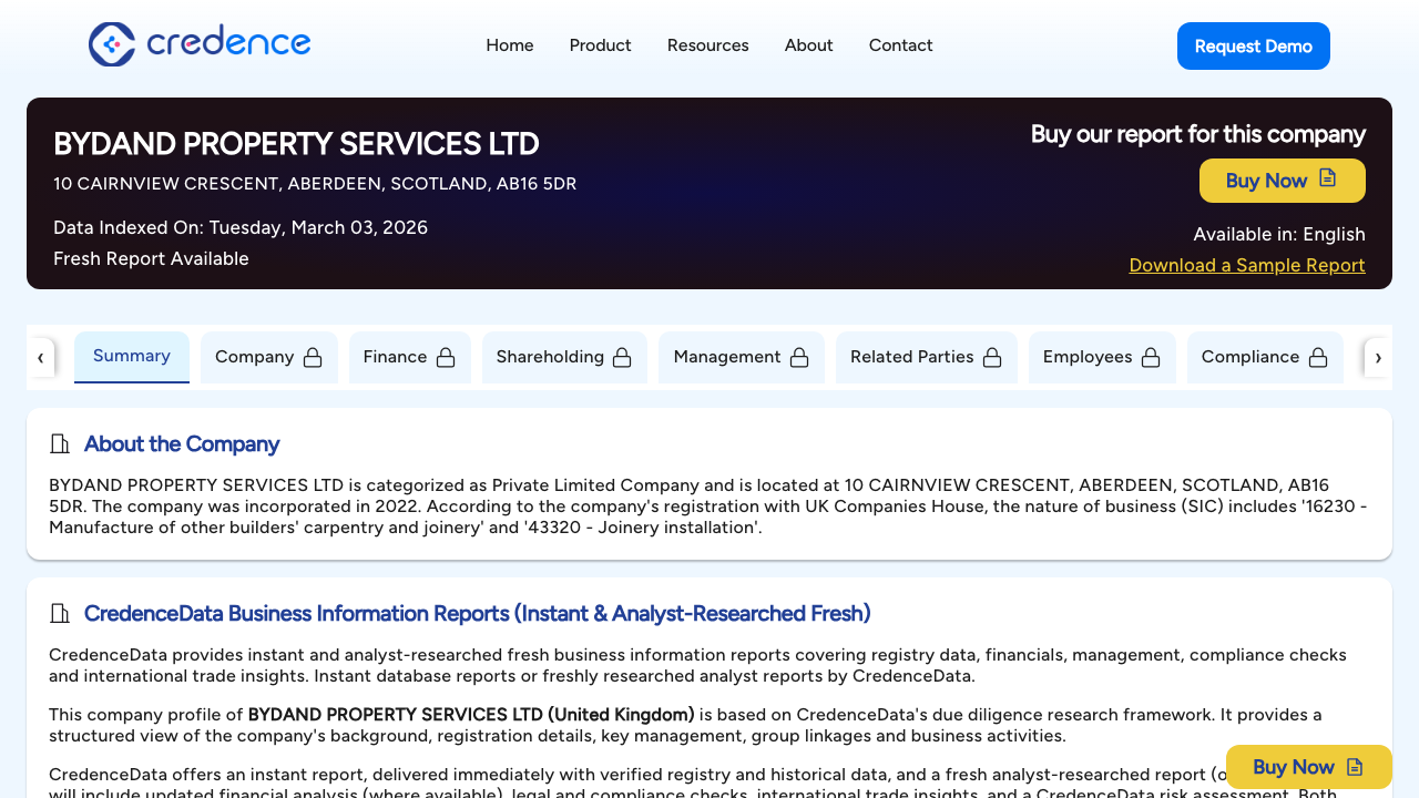 BYDAND PROPERTY SERVICES LTD website preview