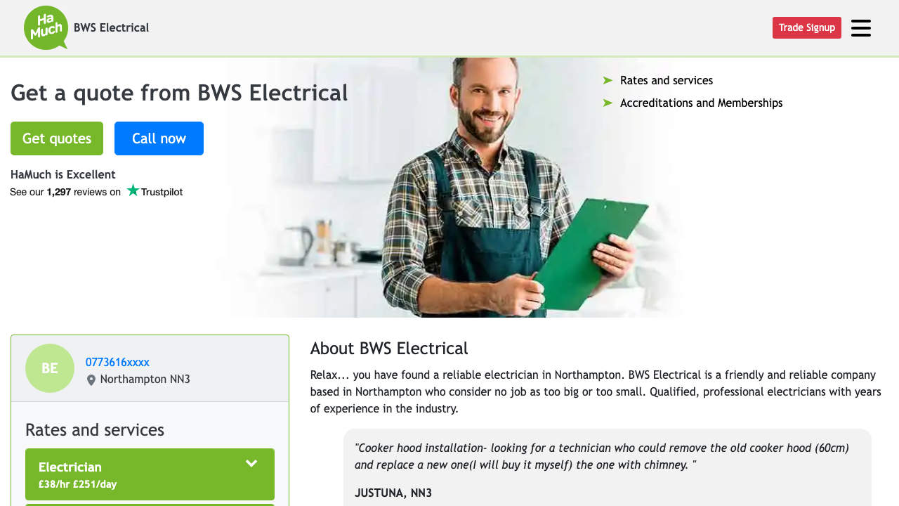 BWS ELECTRICAL SERVICES LTD website preview