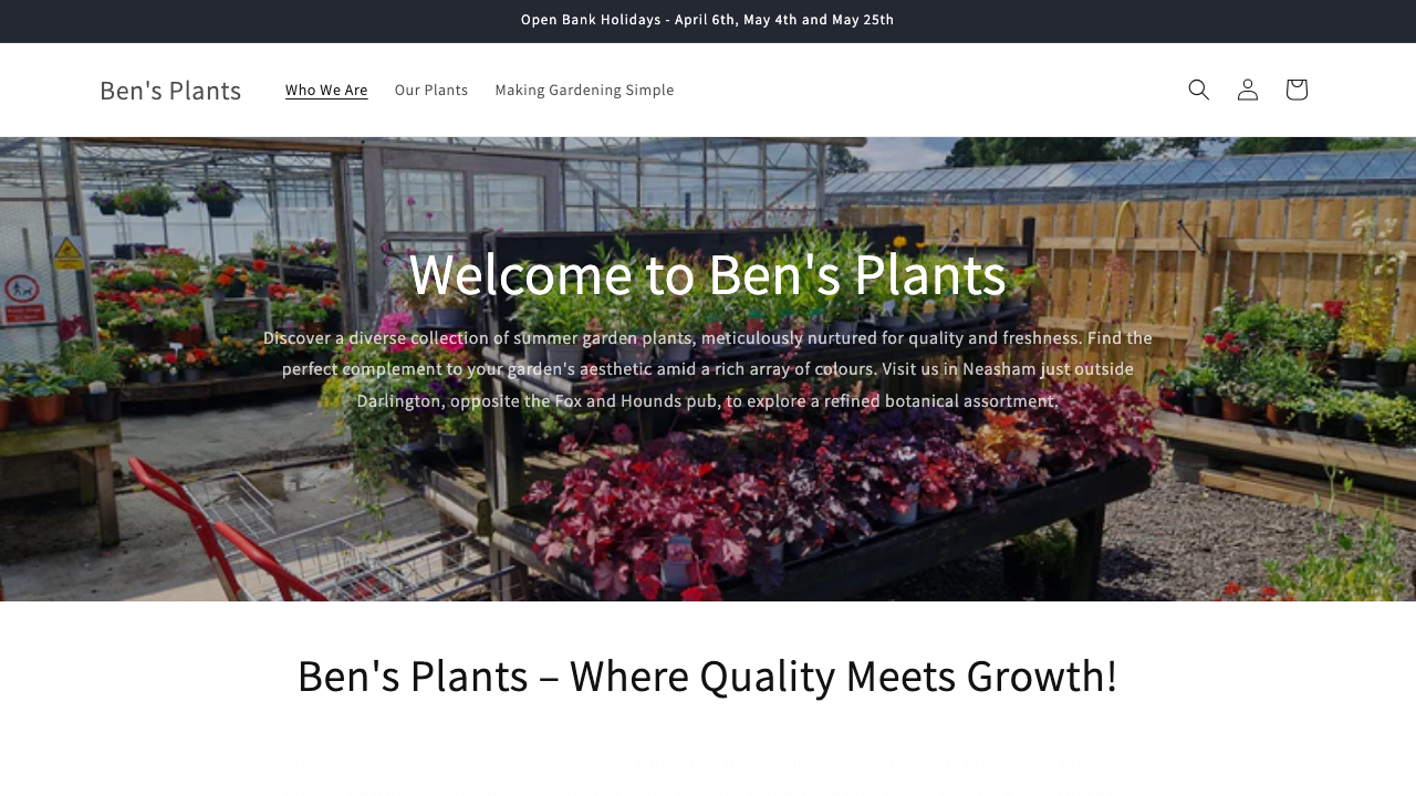 BEN'S PLANTS LTD website preview