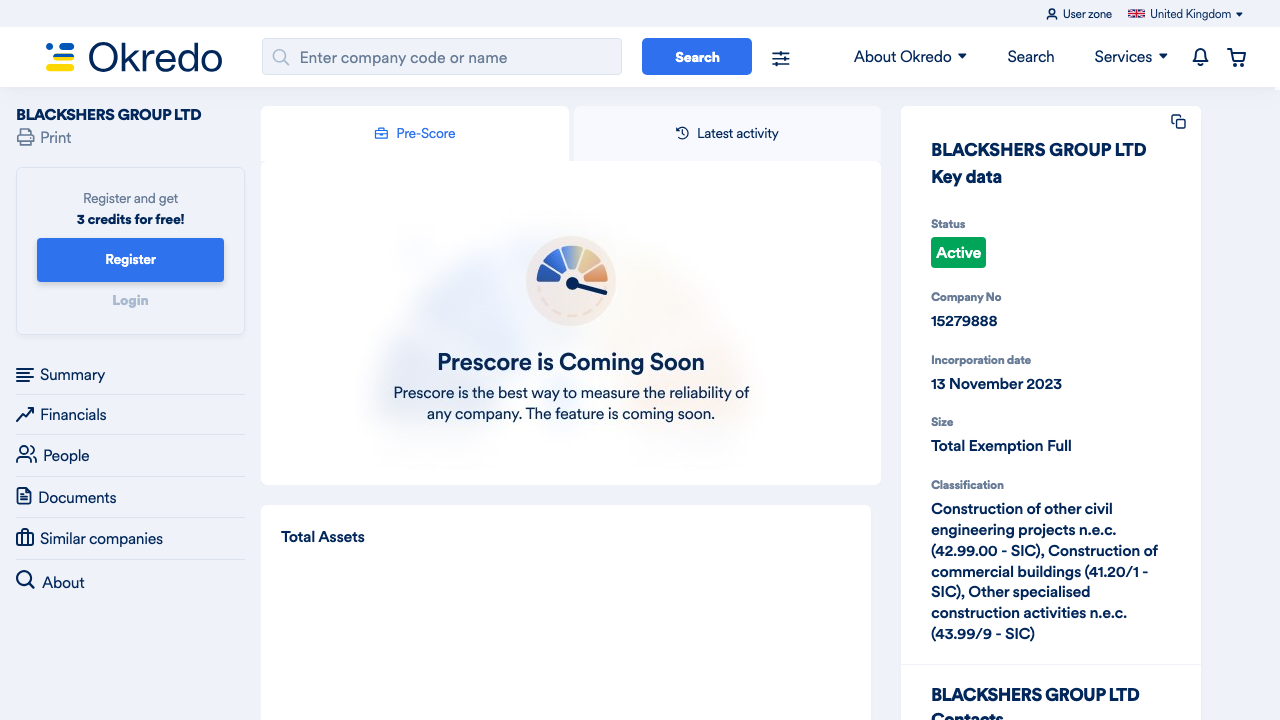 BLACKSHERS LIMITED website preview