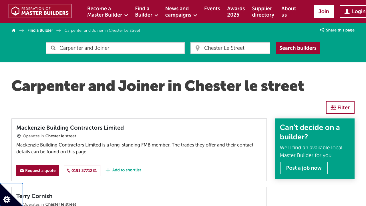 C D JOINERY (NORTH EAST) LIMITED website preview