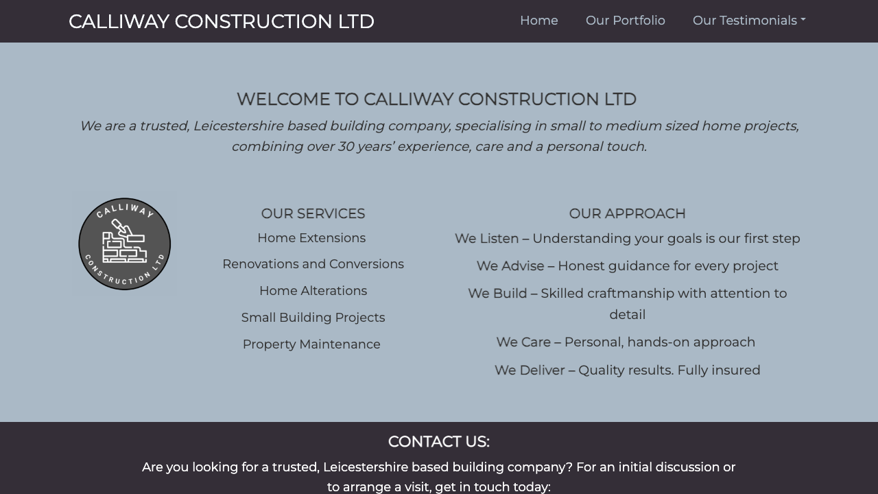 CALLIWAY CONSTRUCTION LTD website preview