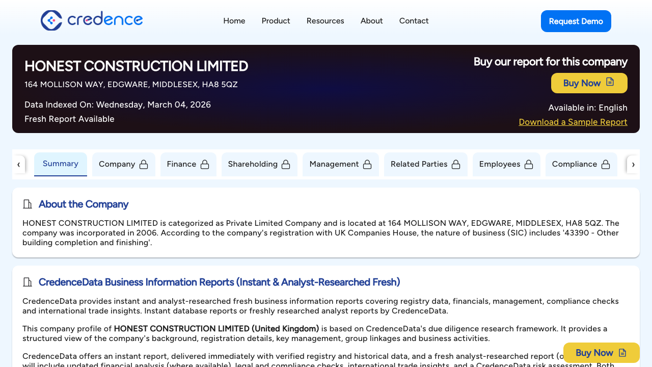 HONEST CONSTRUCTION LIMITED website preview
