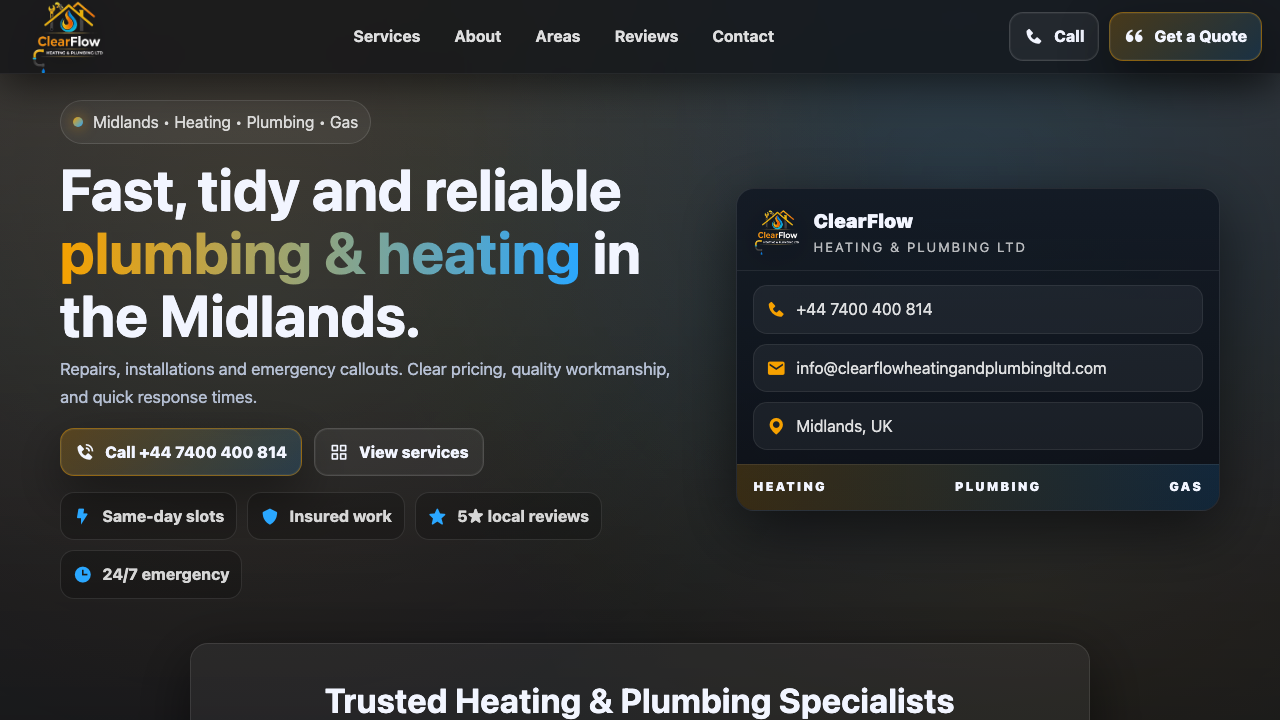 CLEARFLOWHEATINGANDPLUMBING LTD website preview