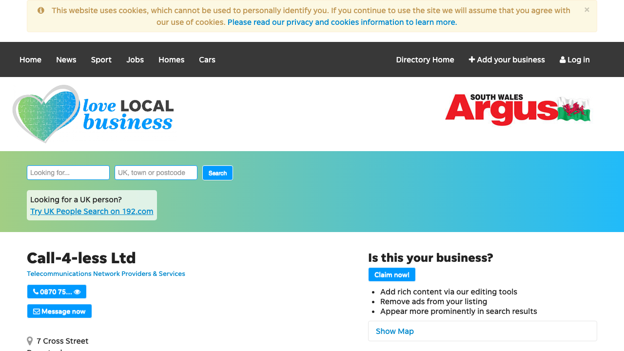 CALL 4 LESS LIMITED website preview