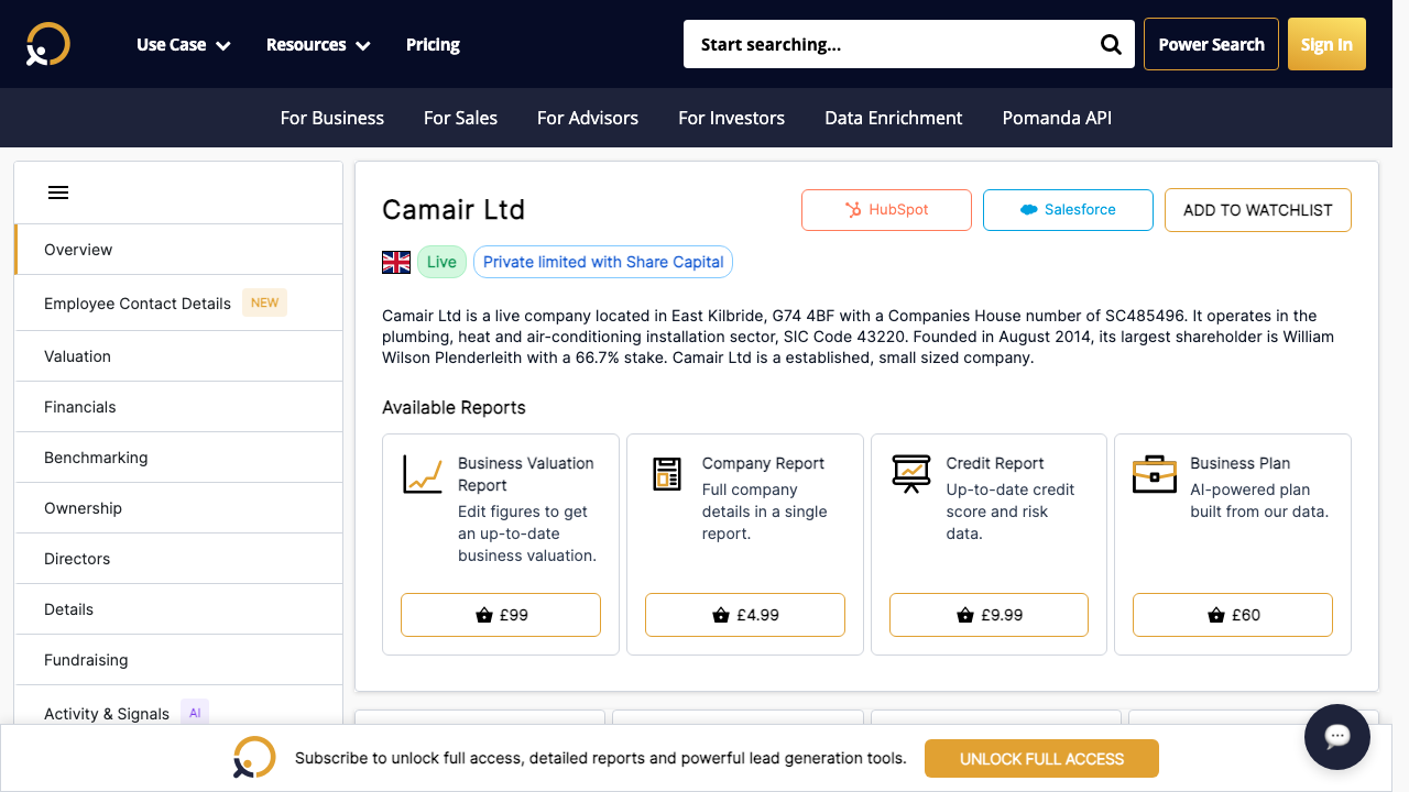 CAMAIR LTD website preview