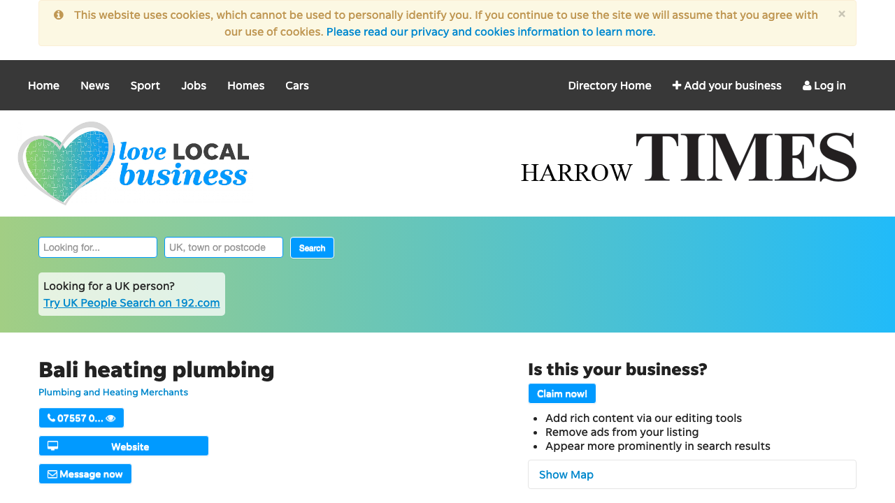 BALI HEATING & PLUMBING LTD website preview