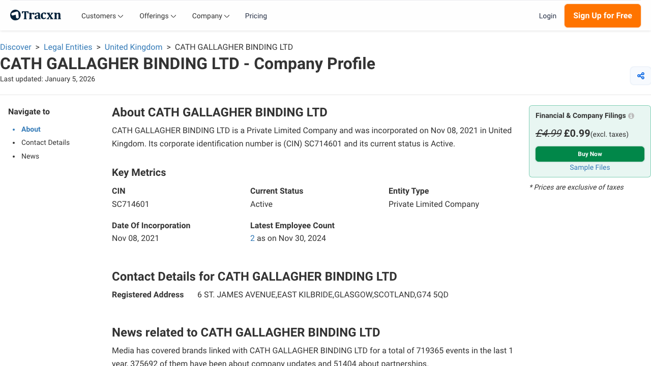 CATH GALLAGHER BINDING LTD website preview