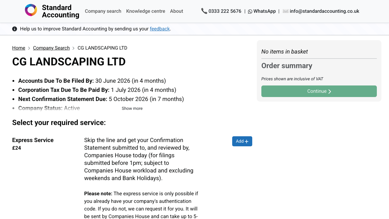 CG LANDSCAPING LTD website preview